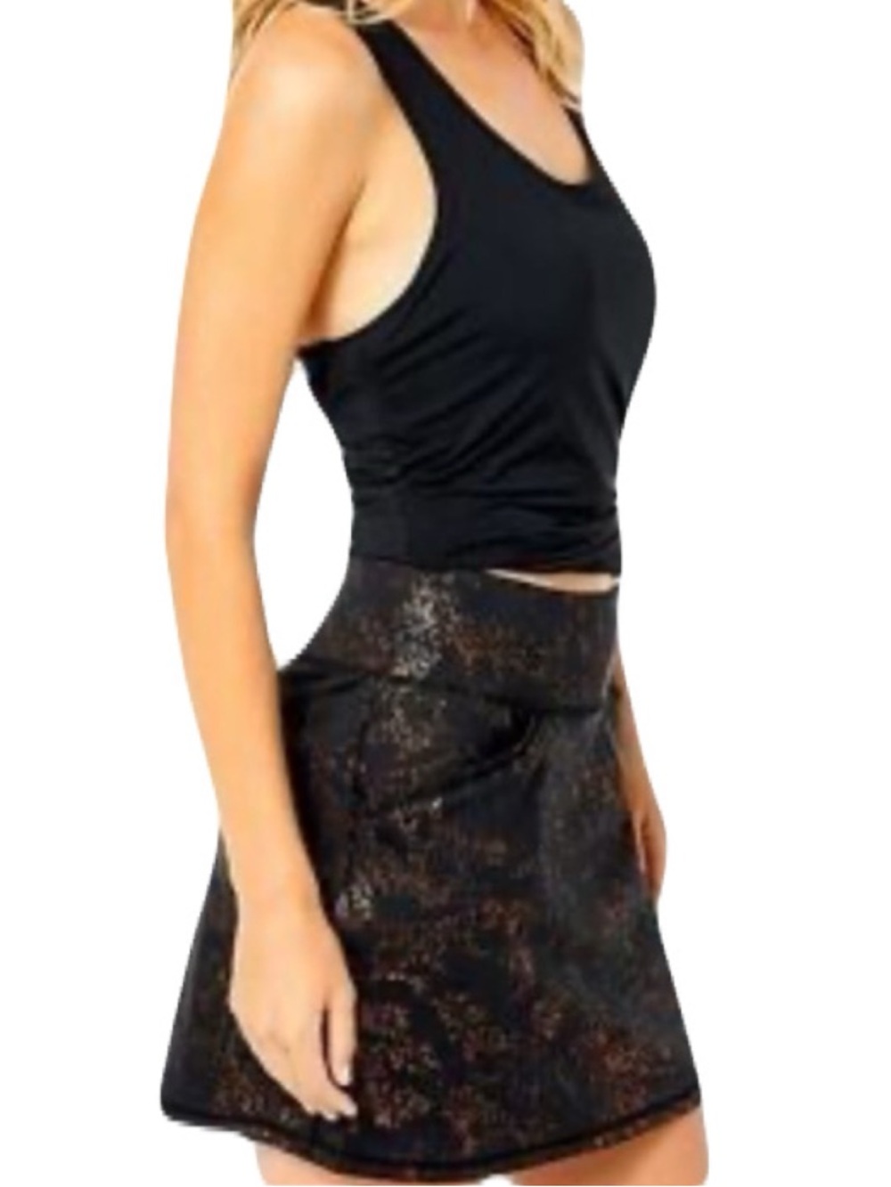 Lilly Pulitzer Luxletic XL Black Metallic Copper Skort Golf Pickleball Tennis